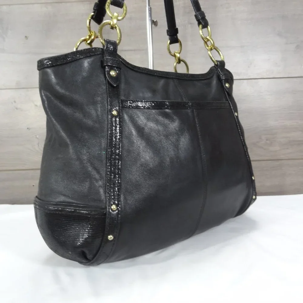 Coach F20812 Alexandra Python Chain Leather Shoulder Bag Tote - Picture 3 of 12